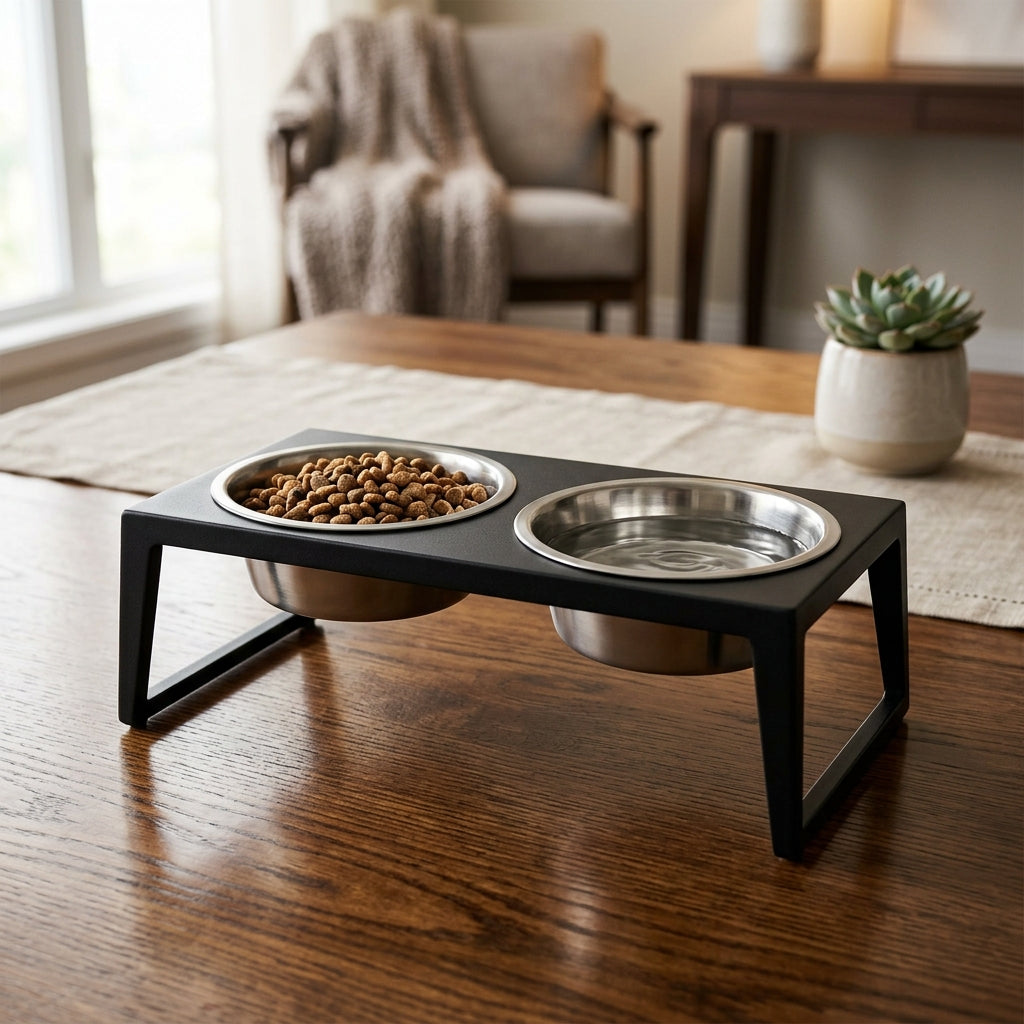 Bandit Tilt Feeder Bowl — Anti-Spill Elevated Stainless Steel Dog Bowl